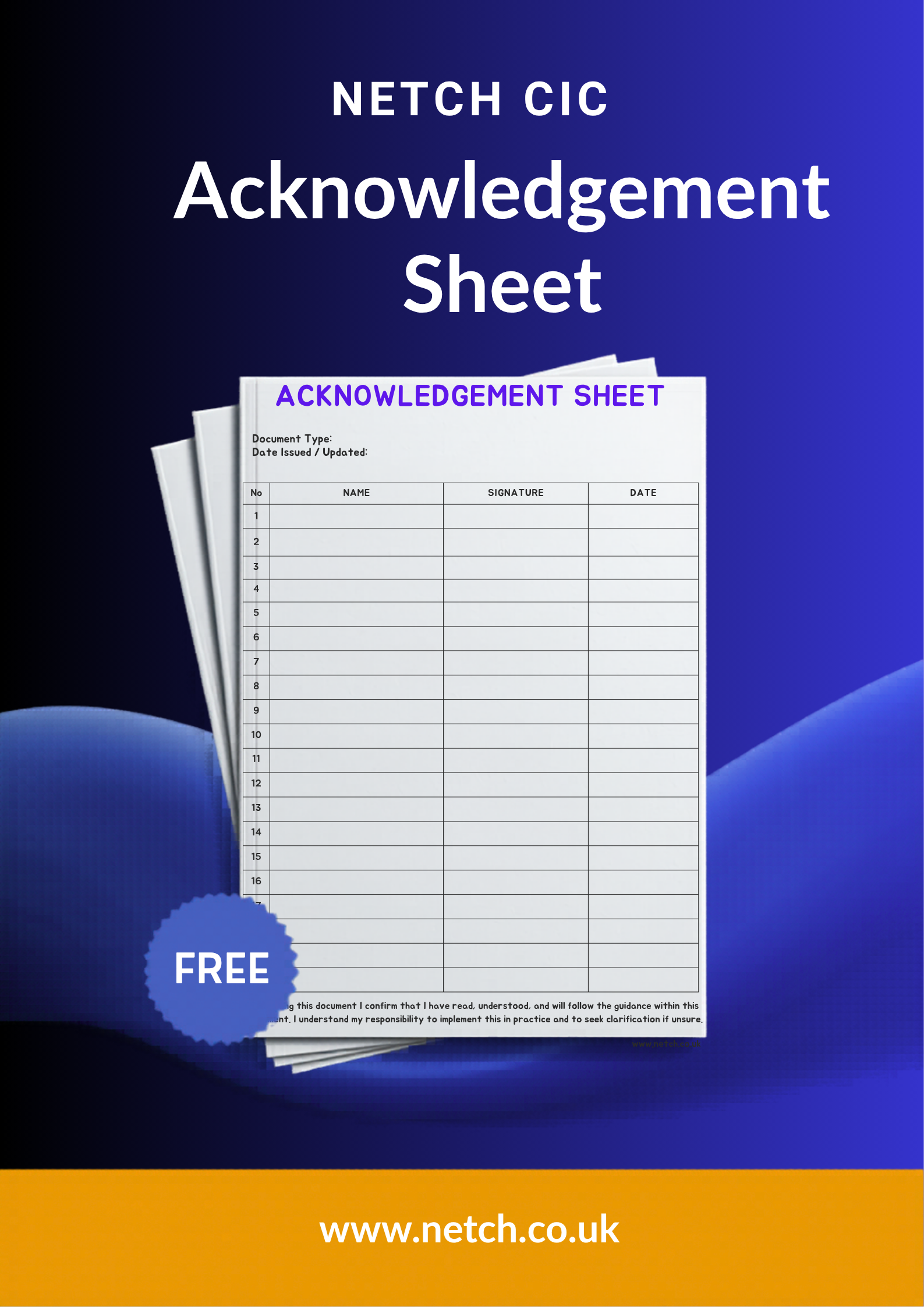 Acknowledgement Sheet Template